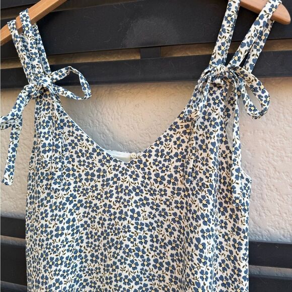 Zara Trafaluc Collection Tie-Strap Mini Dress in Blue/Cream Floral Print | XS - Picture 5 of 8